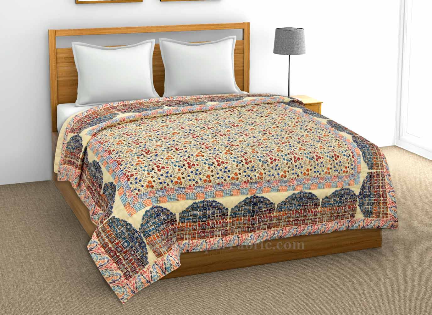 jaipur Razai Double Bed With Satrangi Hawa Mahal Pattern Combo Pack