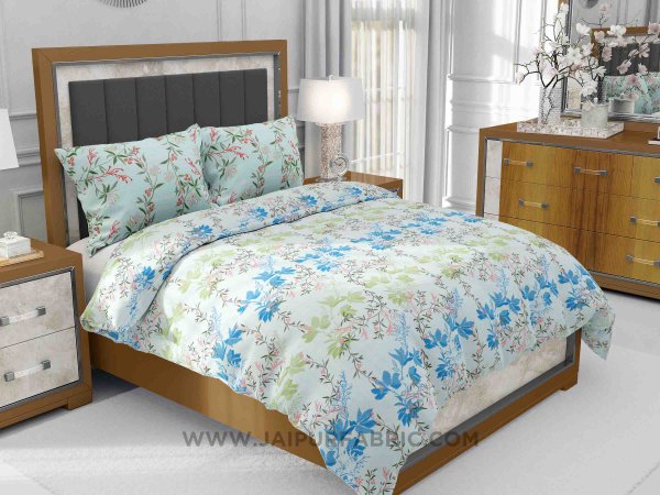 Blue Floral Aroma King Size Bedsheet