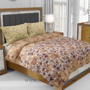 Brown Floral Manjari King Size Bedsheet