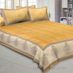 Yellow Lining Cotton Satin King Size Bedsheet
