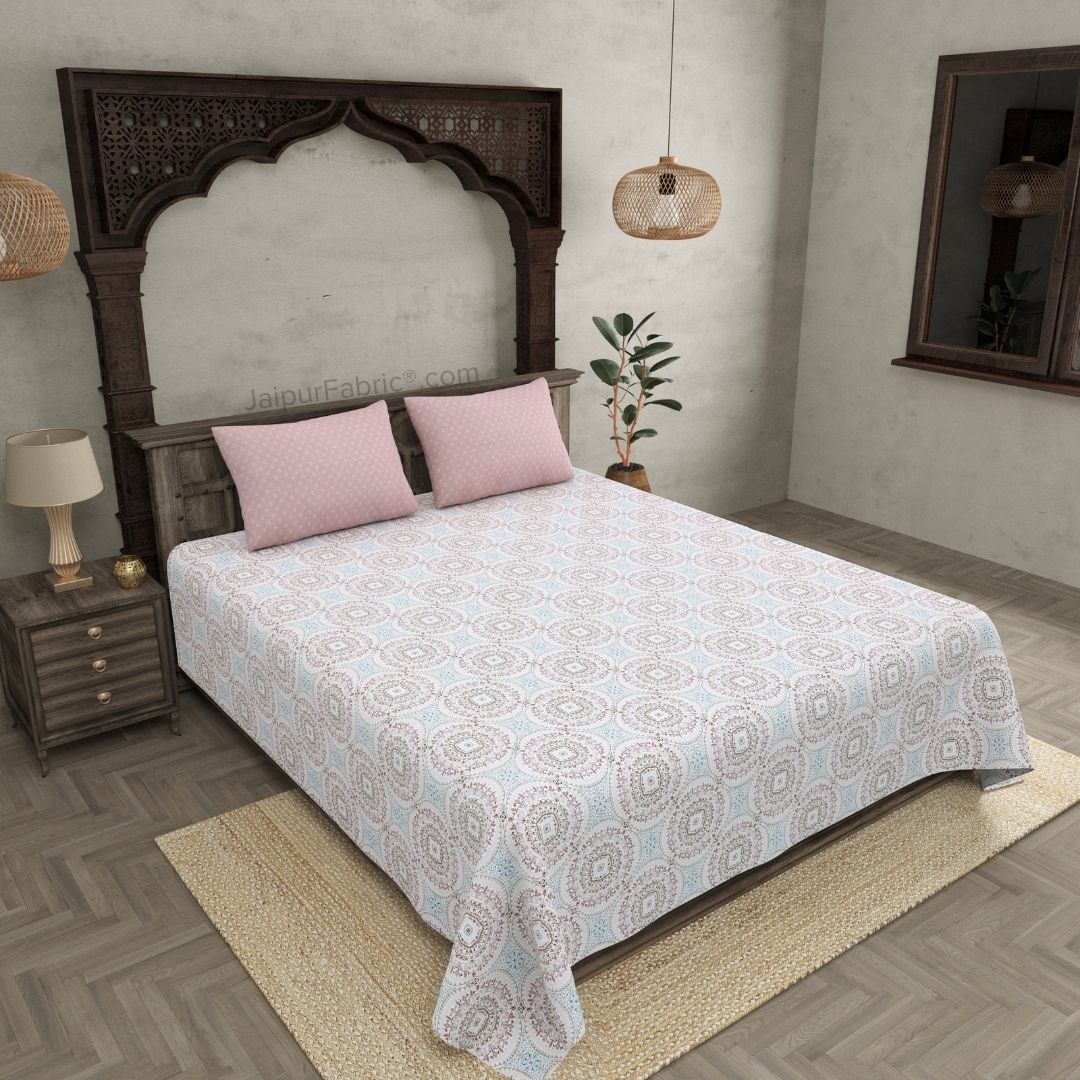 The Icon Pink Cotton King Size Bedsheet