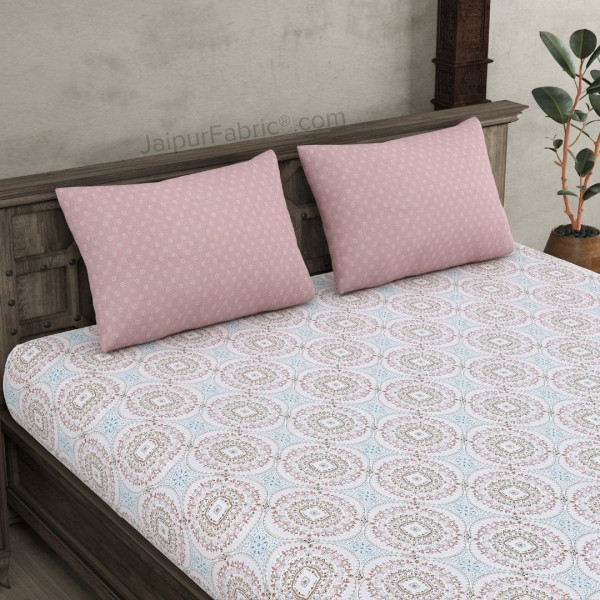 The Icon Pink Cotton King Size Bedsheet