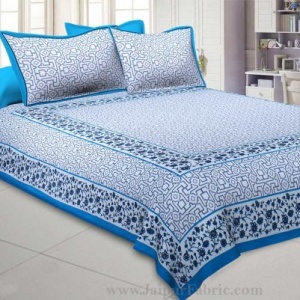 Blue Grey Magical Geometry King Size Double Bedsheet
