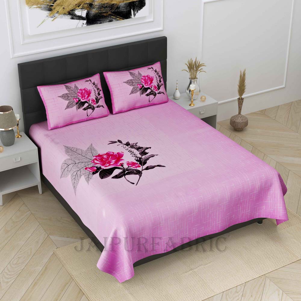 Lovely Rose Pink Pure Cotton King Size Bedsheet
