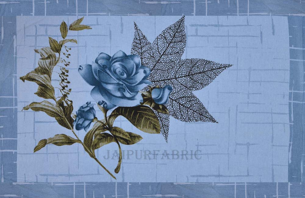 Lovely Rose Blue Pure Cotton King Size Bedsheet