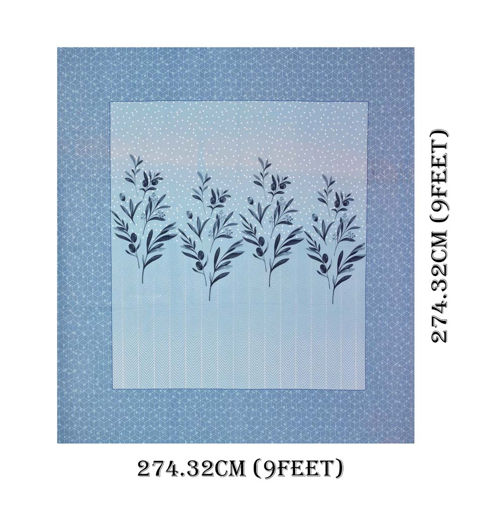 Leafy Luxury Blue Pure Cotton King Size Bedsheet