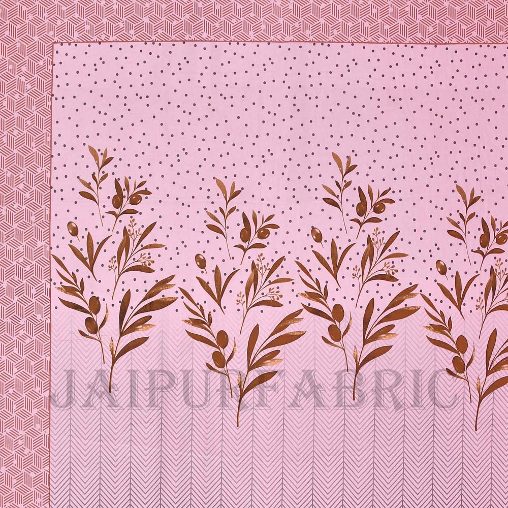 Leafy Luxury Pink Pure Cotton King Size Bedsheet