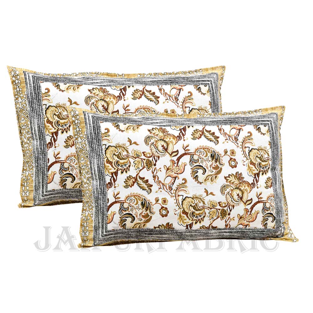 Bed in a Bag Porcelain Yellow Paisley 1 Dohar + 1 Double BedSheet + 2 Pillow Covers