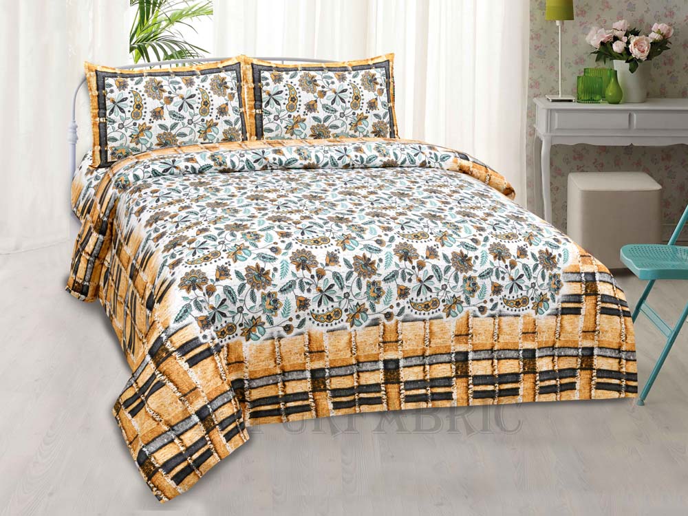Bed in a Bag Hop Trefoil Yellow Brick 1 Dohar + 1 Double BedSheet + 2 Pillow Covers