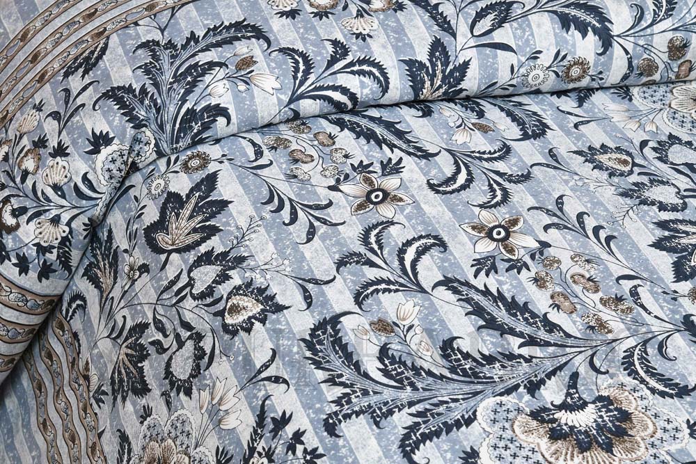Porcelain Brown Paisley Pattern Pure Cotton King Size Bedsheet