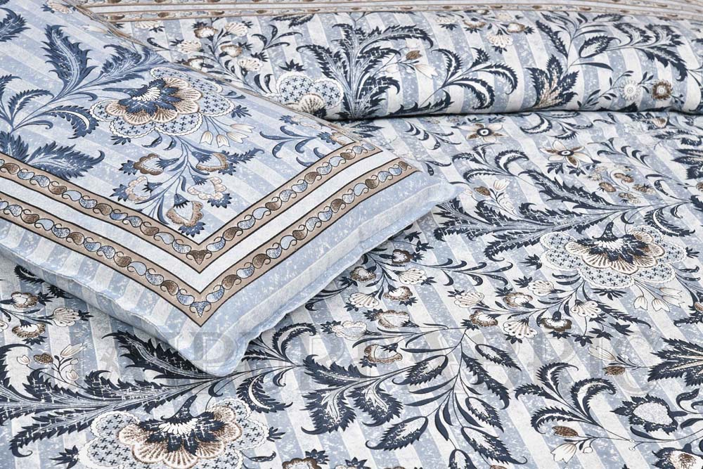 Bed in a Bag Porcelain Brown Paisley 1 Dohar + 1 Double BedSheet + 2 Pillow Covers