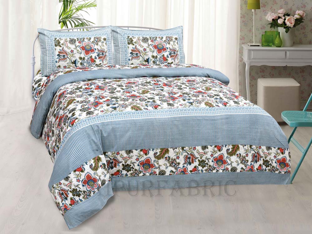 Bed in a Bag Aztec Blue 1 Dohar + 1 Double BedSheet + 2 Pillow Covers