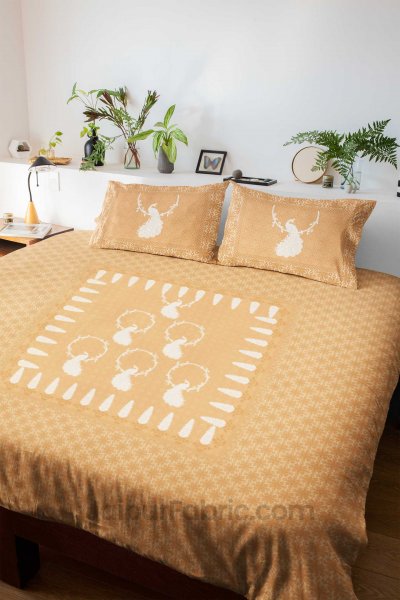 Cool Pastel Peacock Brown King Size Pure Cotton Bedsheet