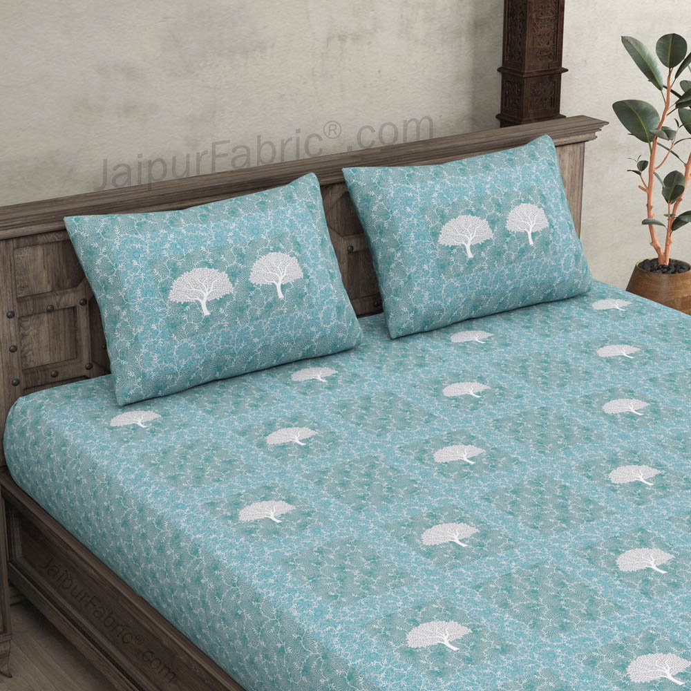 Earth Pastel Blue King Size Pure Cotton Bedsheet