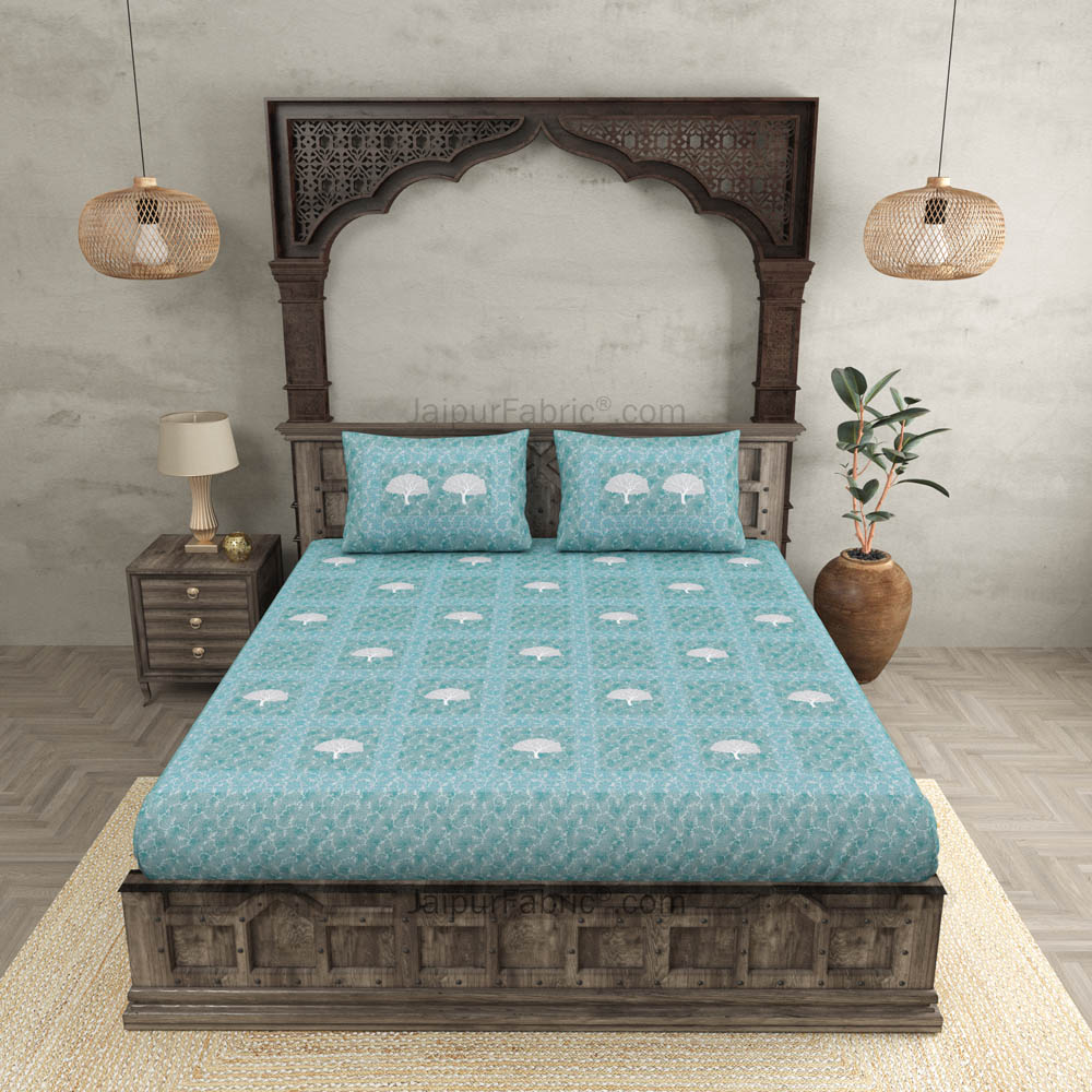 Earth Pastel Blue King Size Pure Cotton Bedsheet