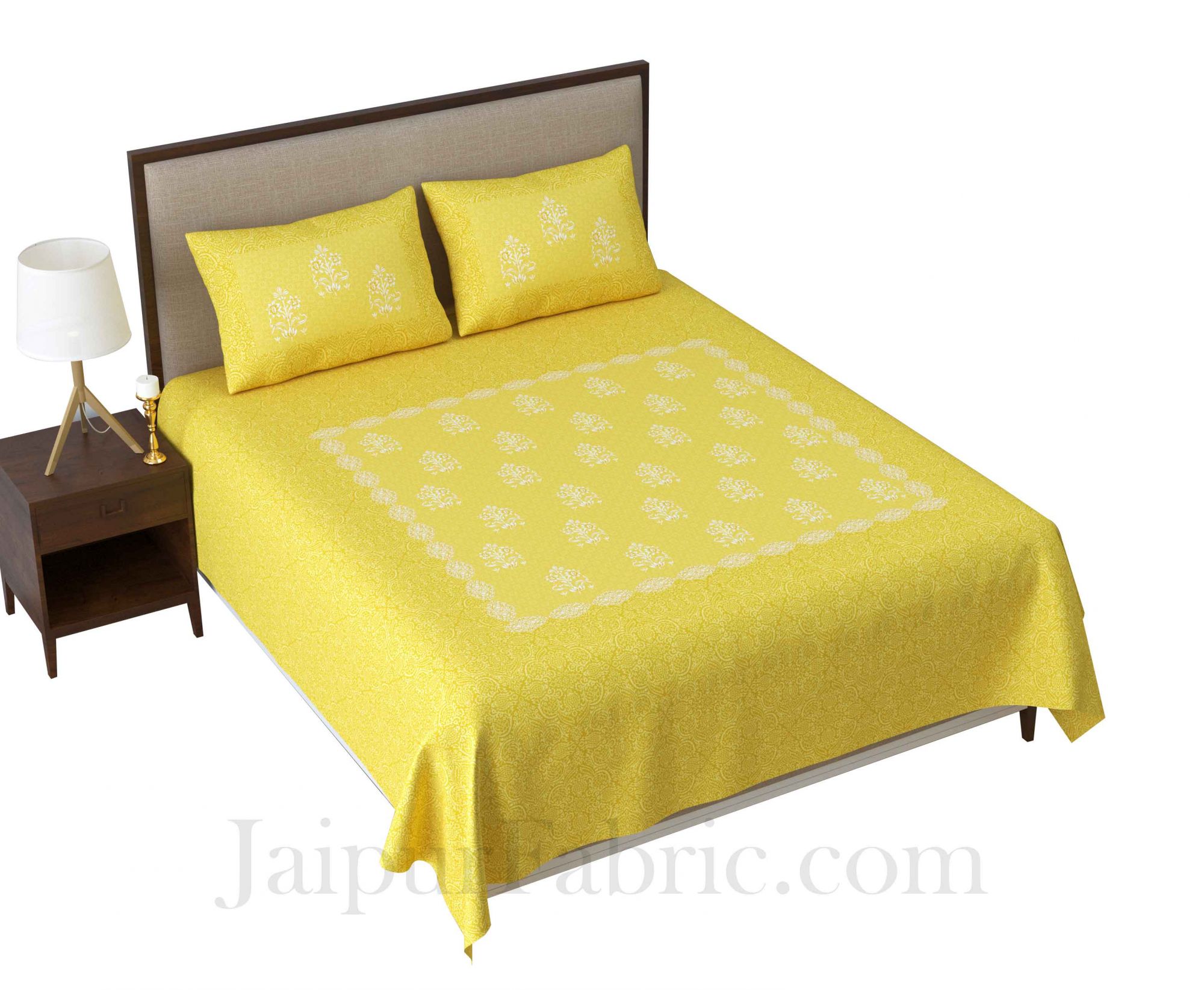Boota Pastel Lemon King Size Pure Cotton Bedsheet