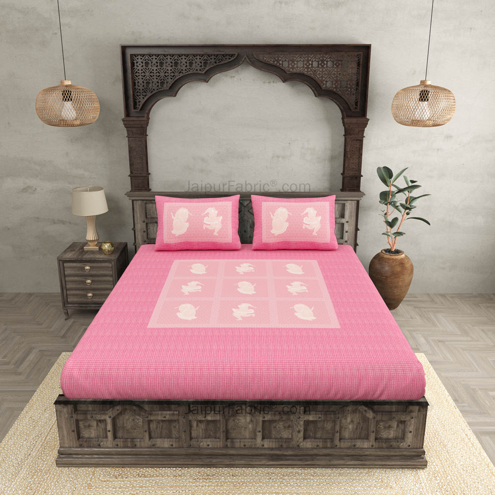 Celebration Pastel Pink King Size Pure Cotton Bedsheet