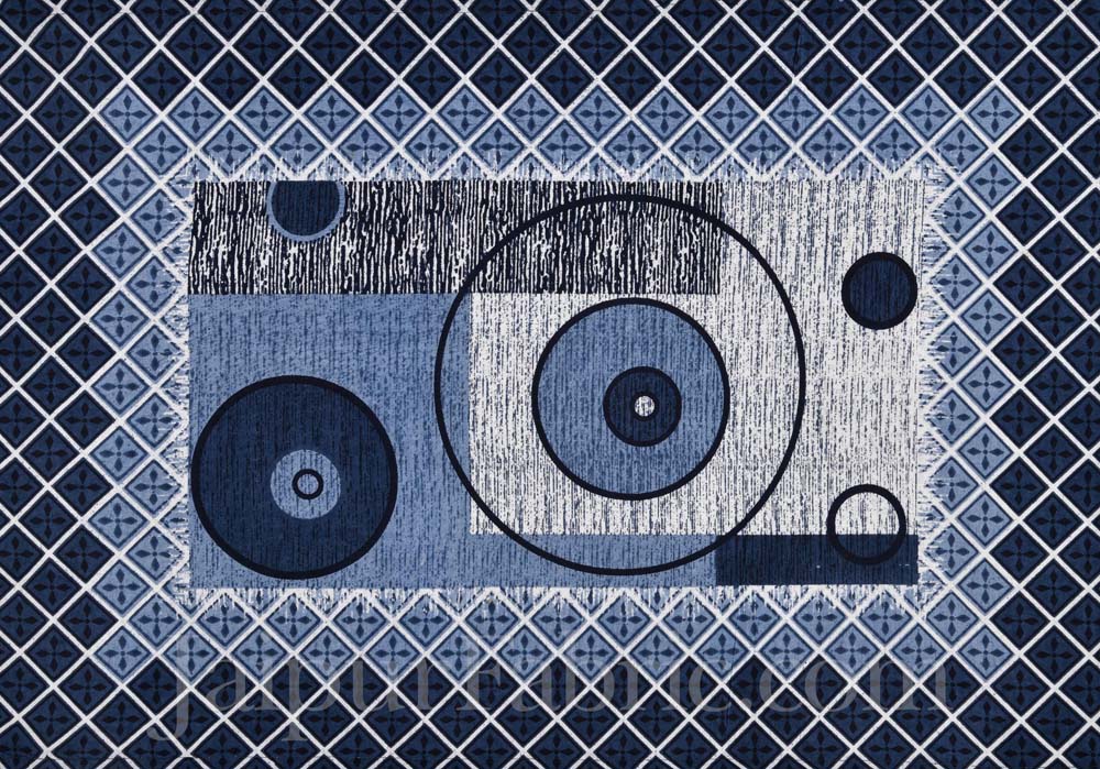 Procian Print Geometric Art Blue Pure Cotton King Size Bedsheet
