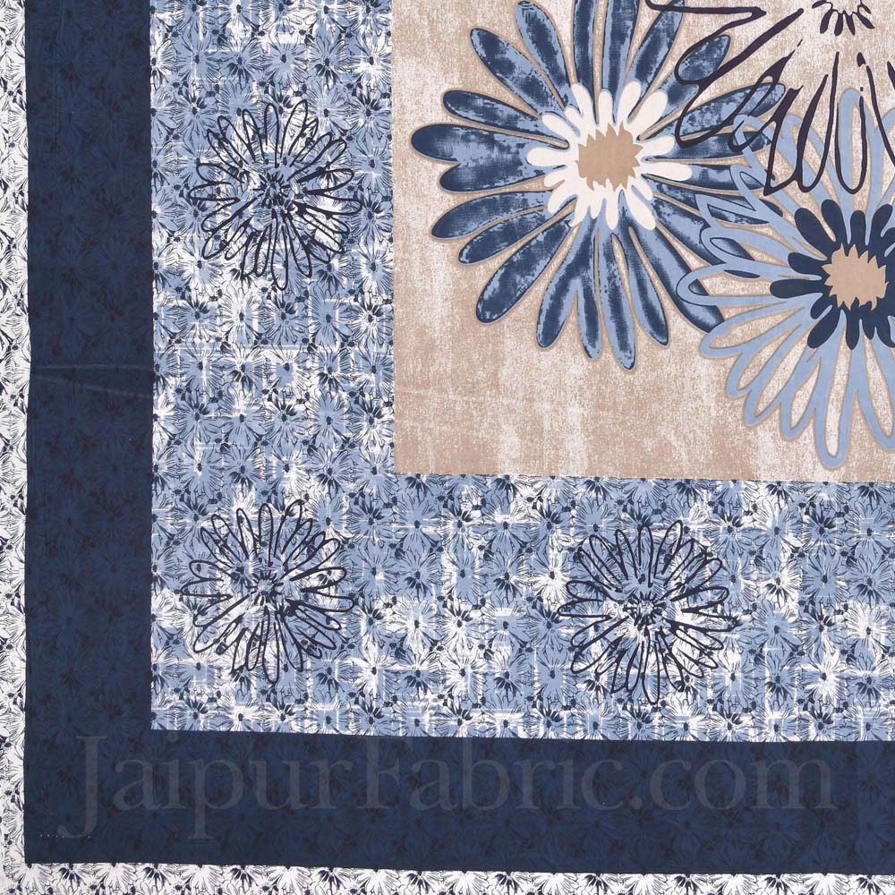 Procian Print Dandellions Blue Pure Cotton King Size Bedsheet