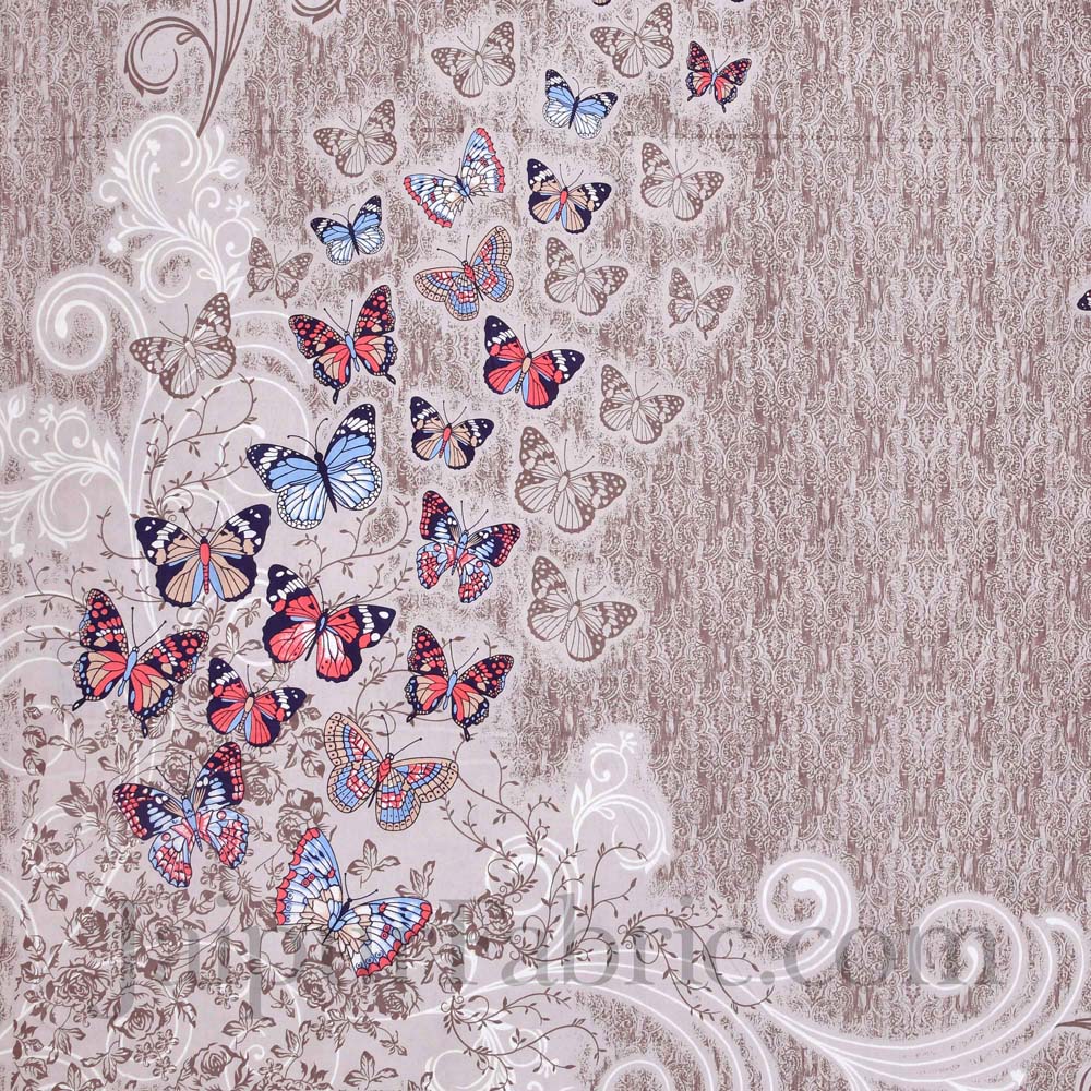 Procian Print Butterflies Pink Pure Cotton King Size Bedsheet