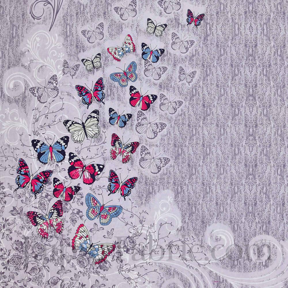Procian Print Butterflies Purple Pure Cotton King Size Bedsheet