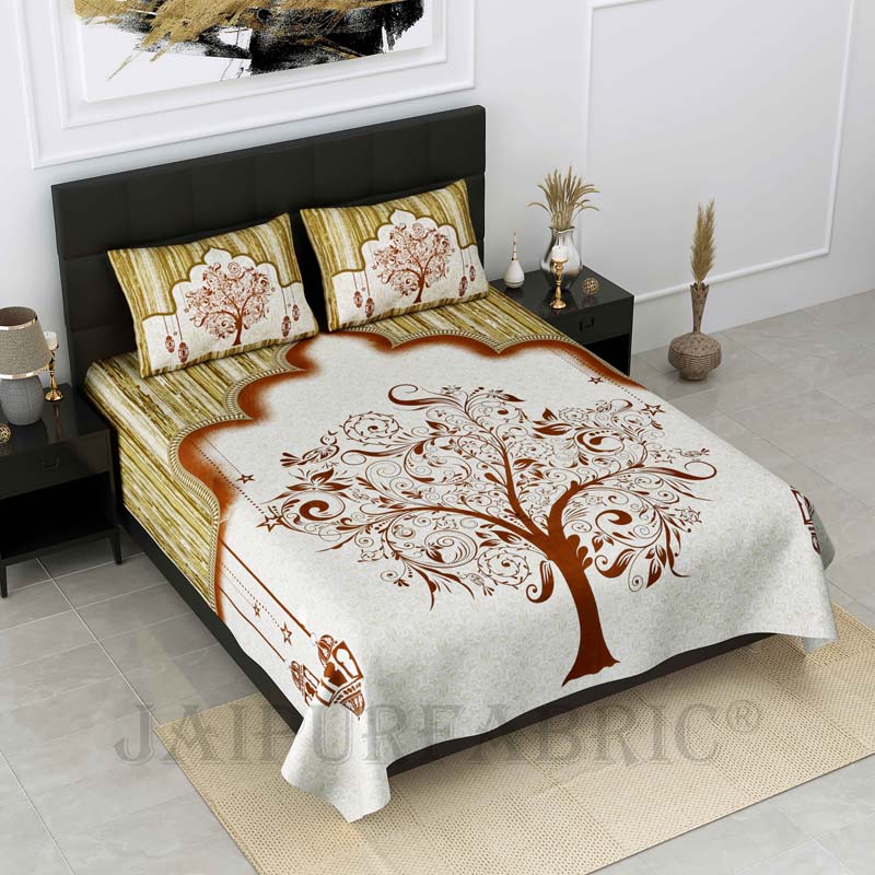 Charming Conifer Red Pure Cotton Double Bedsheet