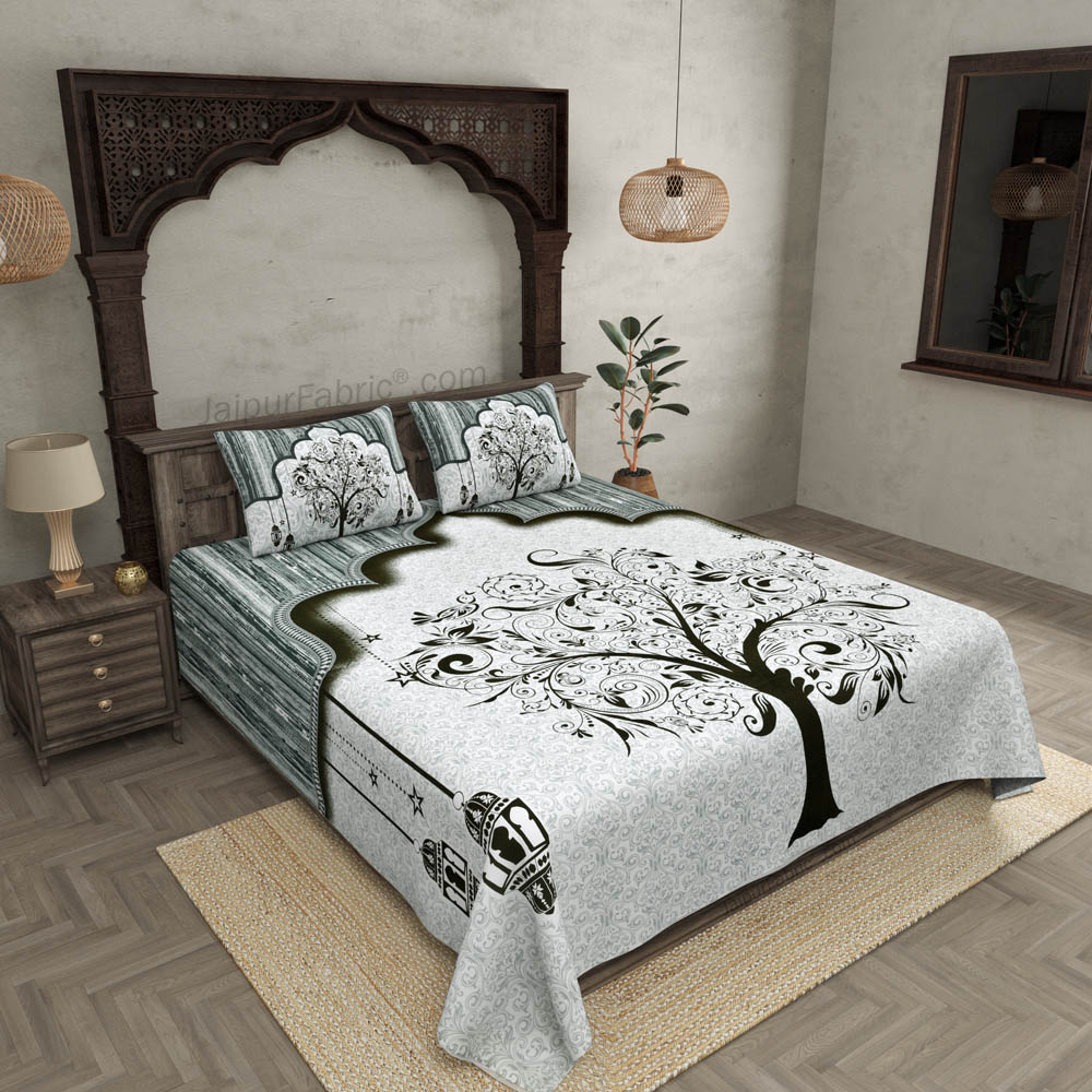 Charming Conifer Green Pure Cotton Double Bedsheet
