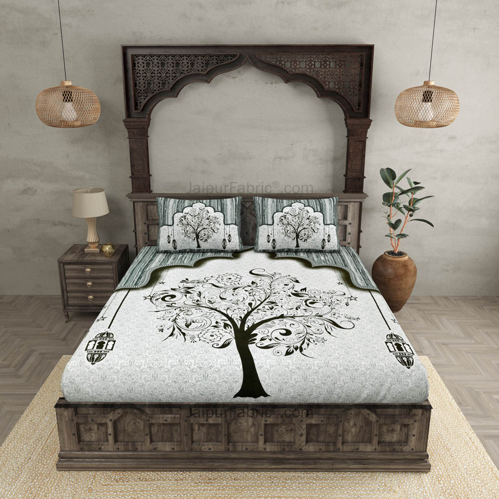 Charming Conifer Green Pure Cotton Double Bedsheet