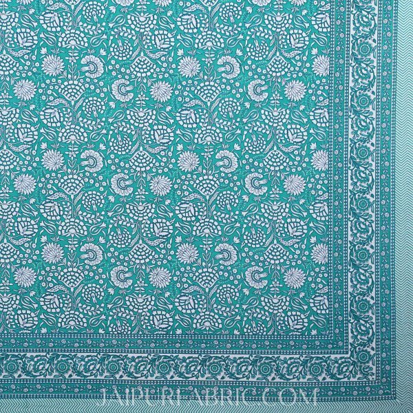 Lovely Sea-green Floral King Size Bedsheet