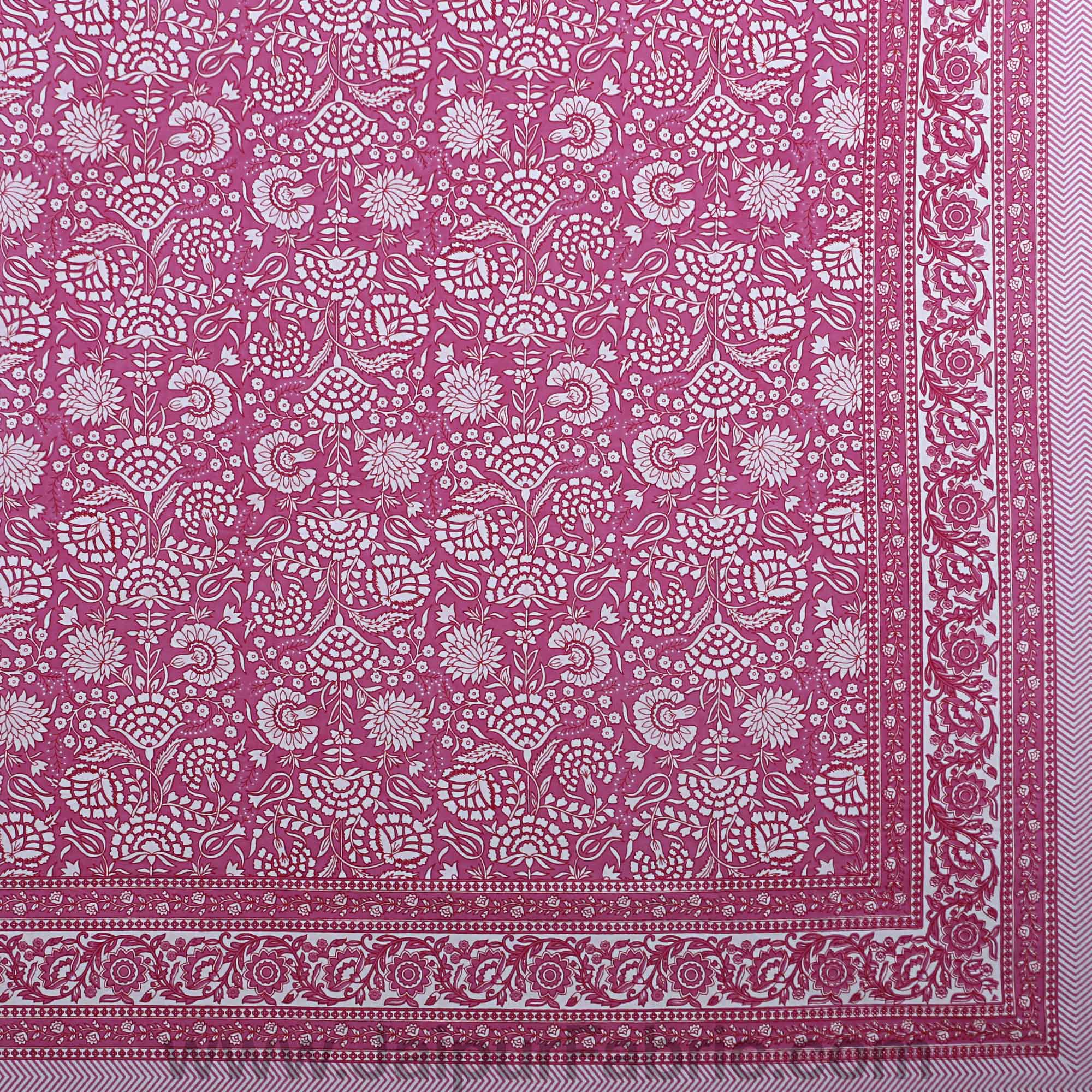 Pink Color Floral King Size Bedsheet