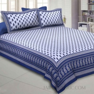 Kacchi Keri Blue Double Bedsheet