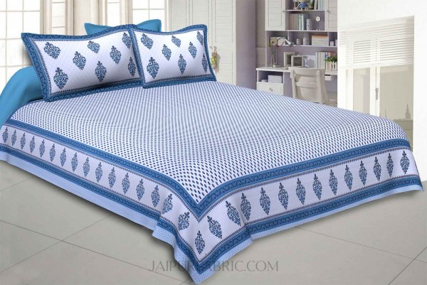 Little Block Prints Blue Double Bedsheet