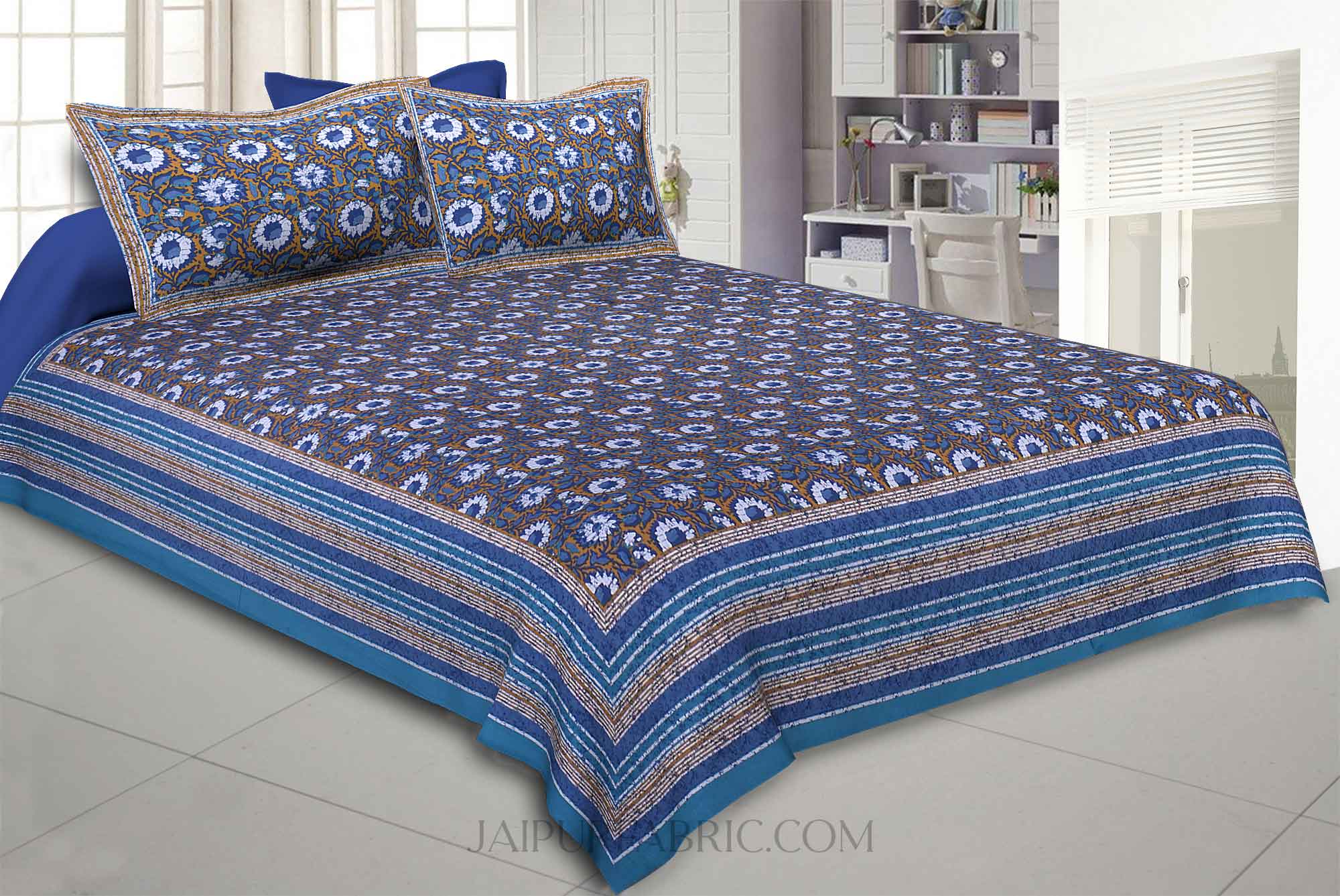 Shubh Utsav Blue Double BedSheet