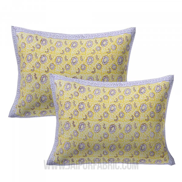 Blossoming Flowers Yellow Grey King Size Bedsheet