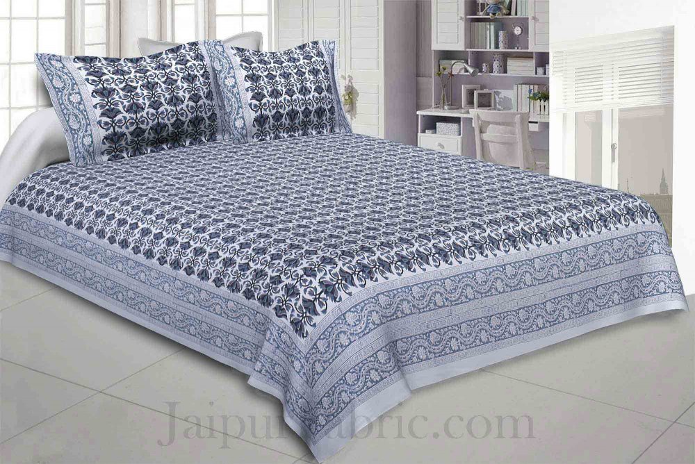 Incessant Bale Blue King Size Bedsheet