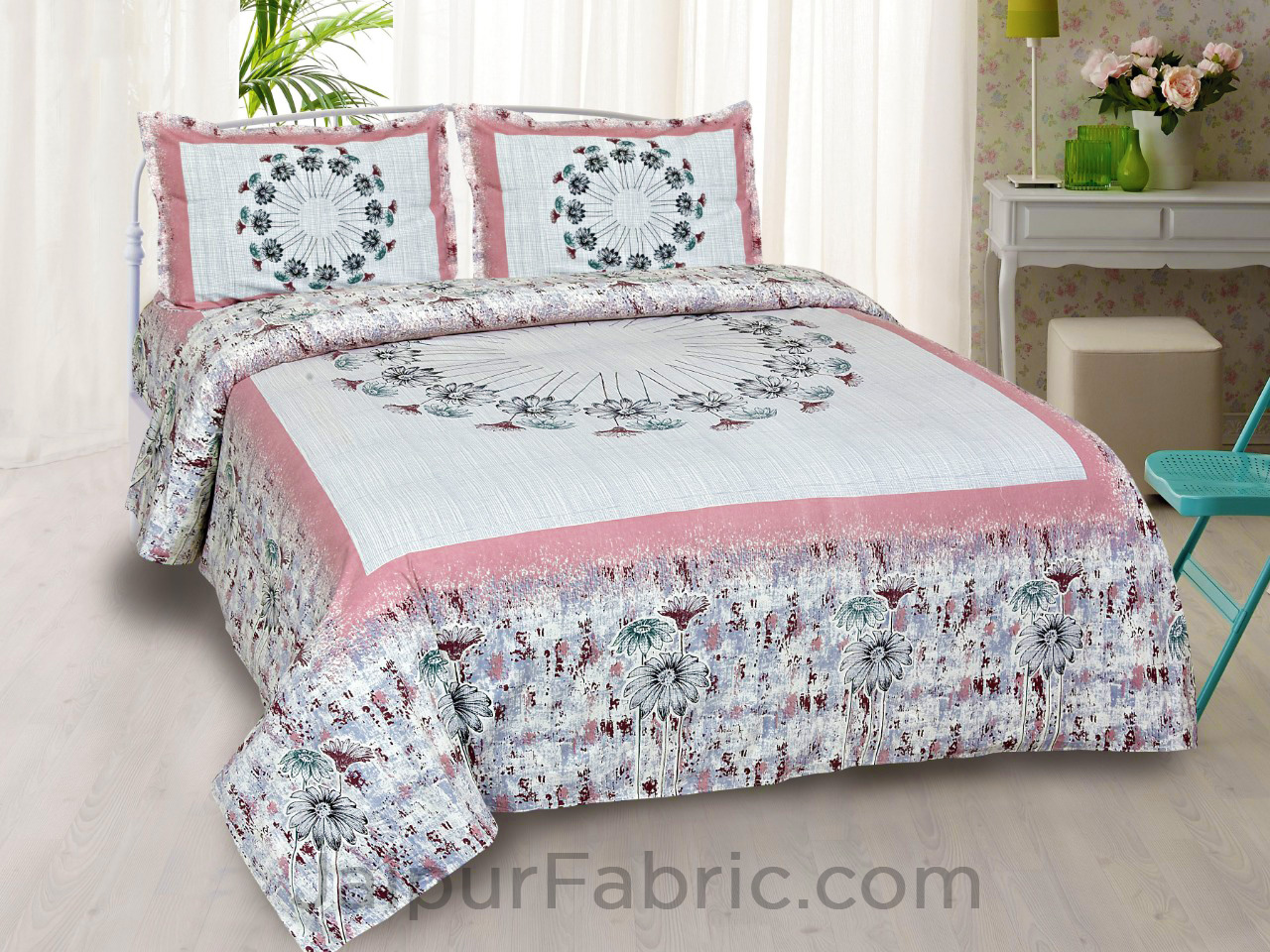 Dandelions Pink King Size Bedsheet