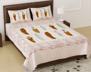 Feathers Of Harmony Peach King Size Bedsheet