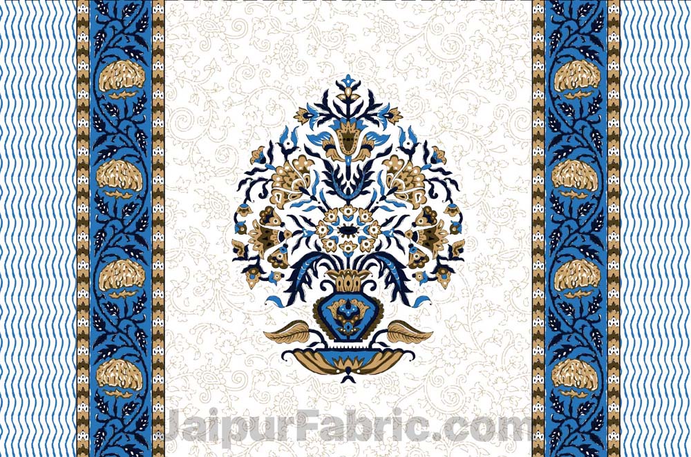 Jaipuri Ethnic Cotton Blue King Size Double bedsheet