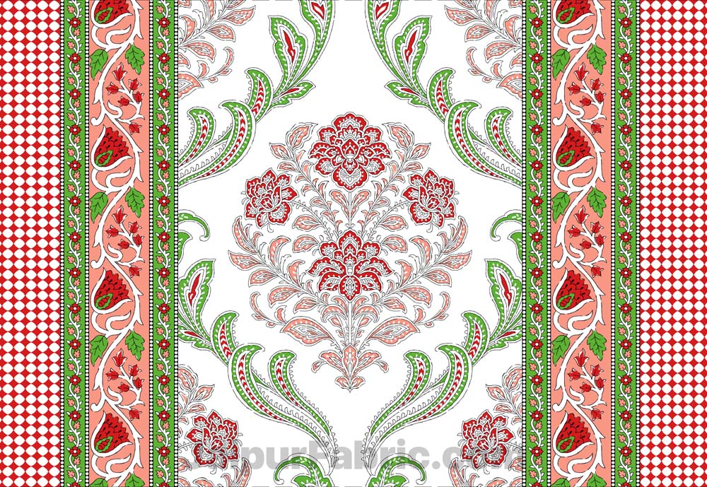 Jaipuri Ethnic King Size Pink Bedsheet Fine Cotton Circle Floral Print