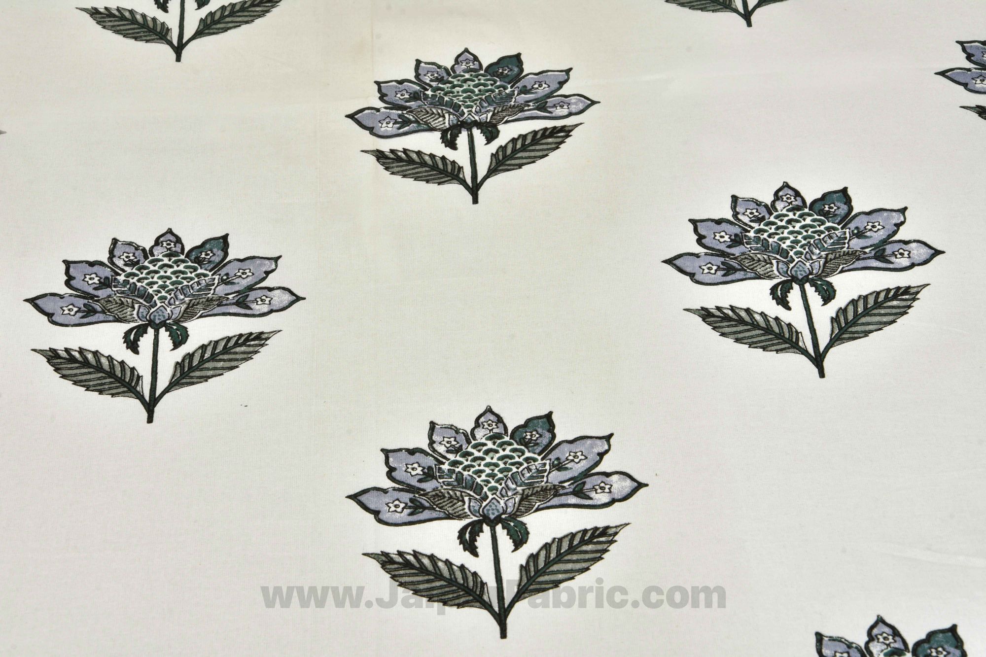 Lovely Lotus Cream Lotus Bunch Cotton King Size BedSheet