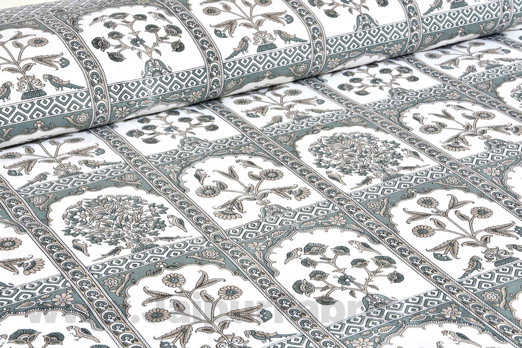 Hawa Mahal Grey Cotton King Size Bedsheet