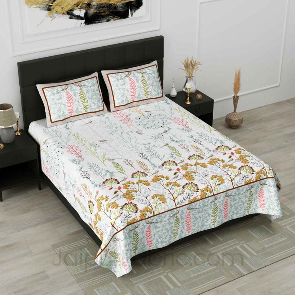 Eco Friendly Nature Mustard Pure Cotton Double Bedsheet
