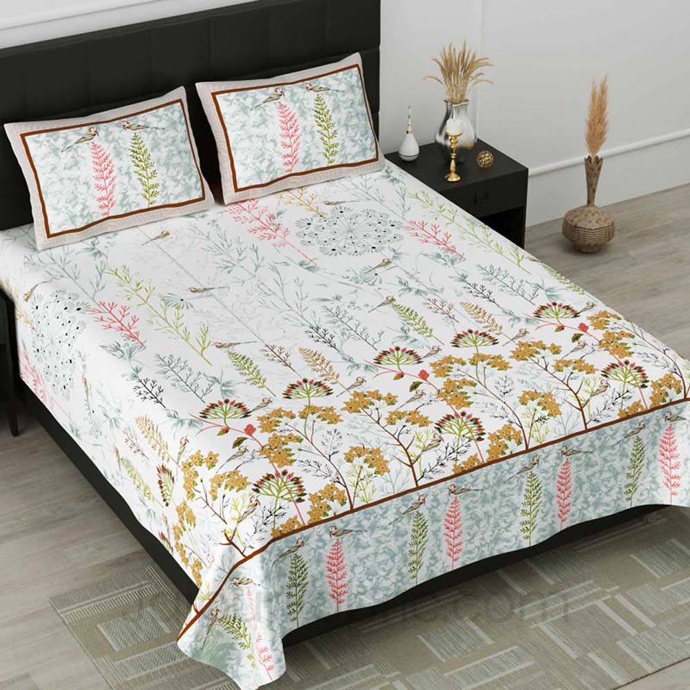 Eco Friendly Nature Mustard Pure Cotton Double Bedsheet