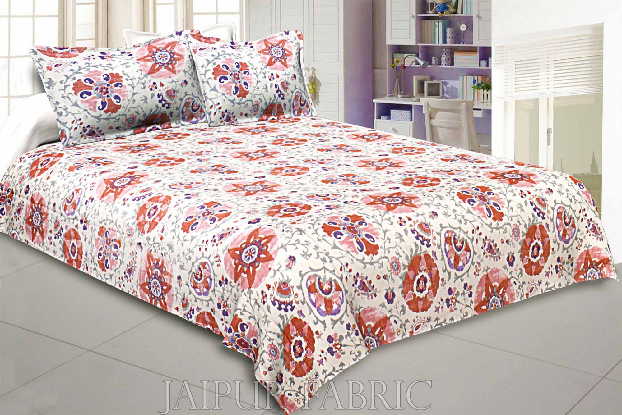 Pink Daffodil King Size Double BedSheet