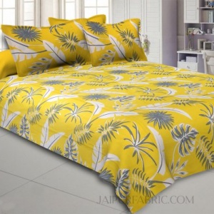 Lemon Yellow Foliage King Size Bedsheet