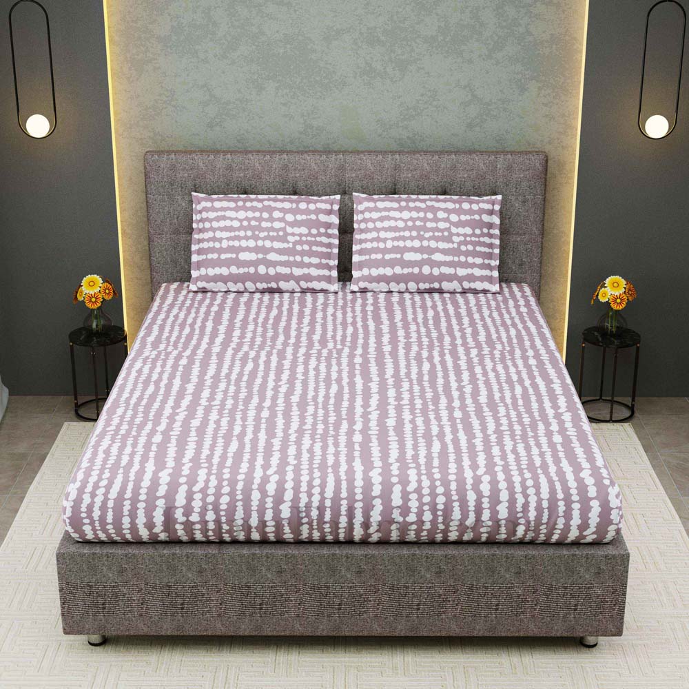 Scattered Pebbles Grey Mauve King Size King Size Double Bedsheet