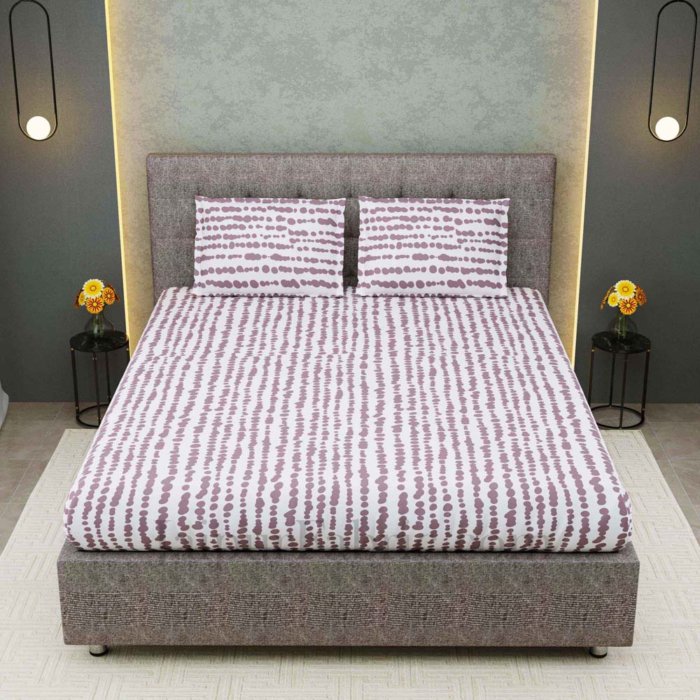 Scattered Pebbles White Grey King Size Double Bedsheet