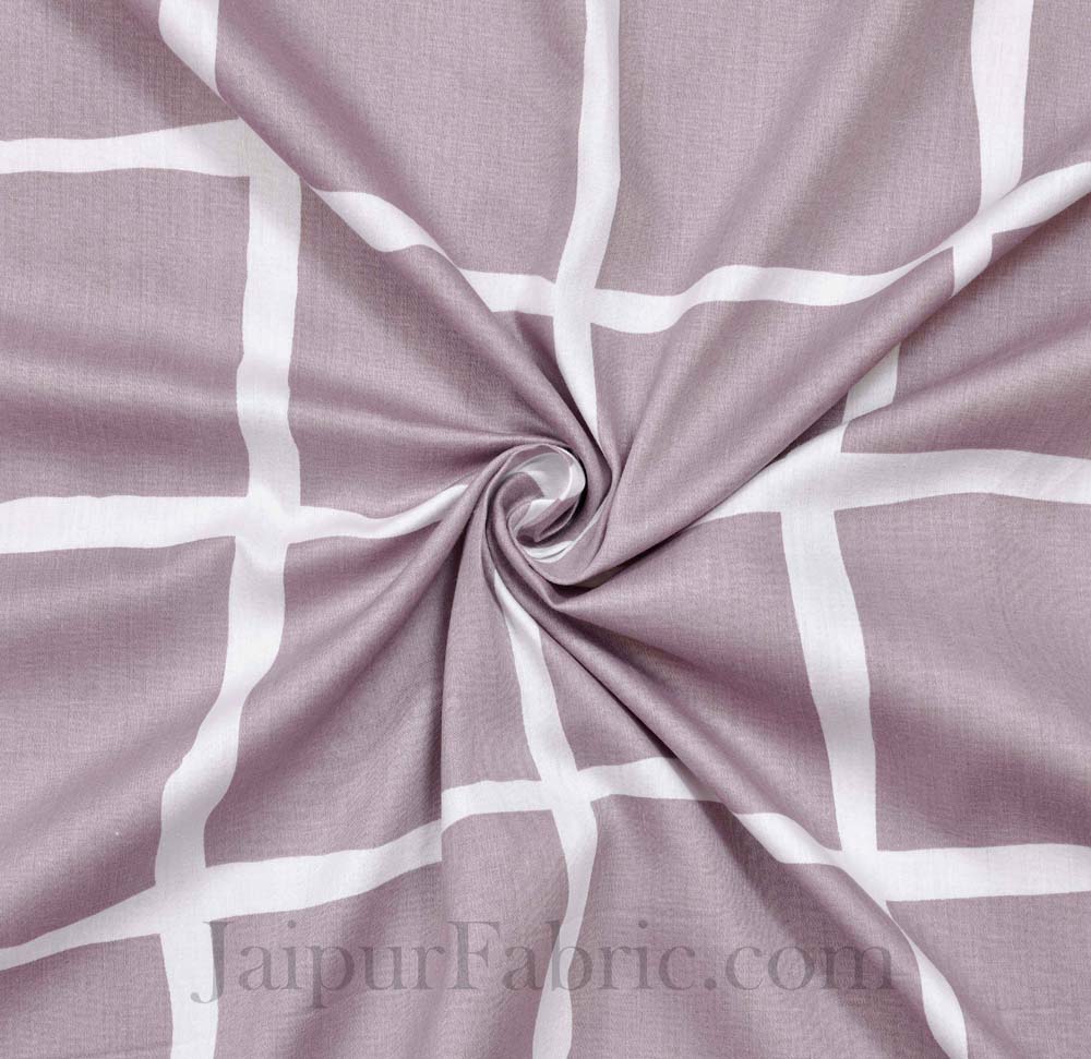 Soothing Squares Grey Mauve King Size Double Bedsheet