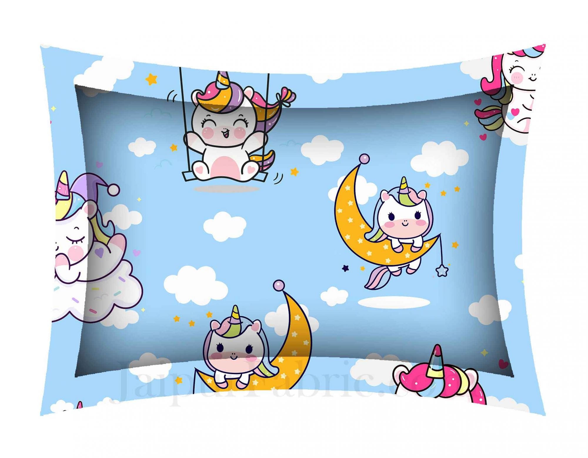 Kids Unicorn Blue King Size Bedsheet
