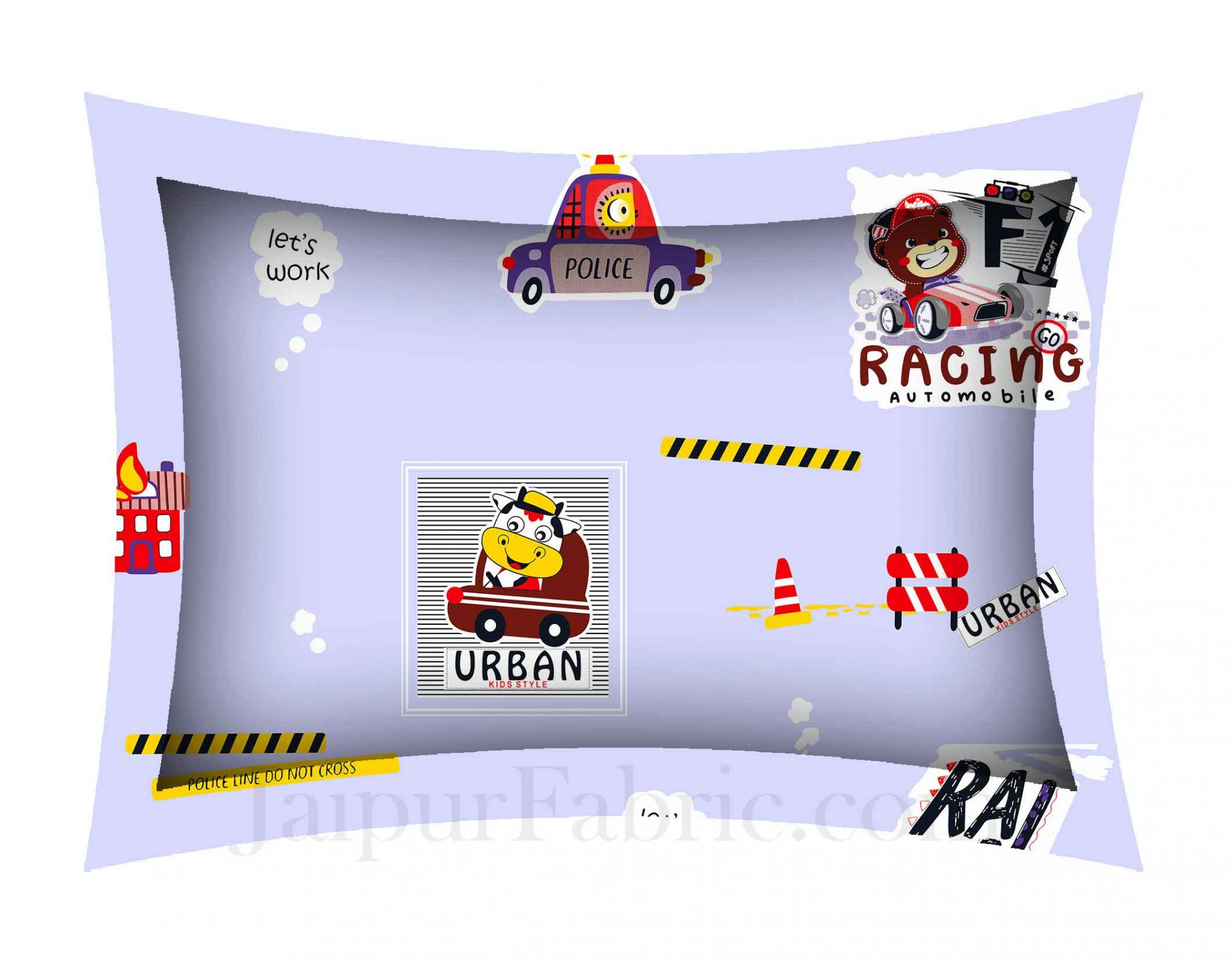 Kids Racing Car Purple King Size Bedsheet